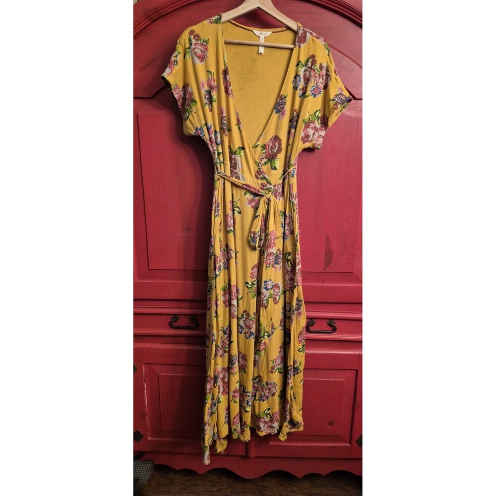 Matilda Jane Size Small Womens Alana Wrap Maxi Dress Yellow Floral Modest READ